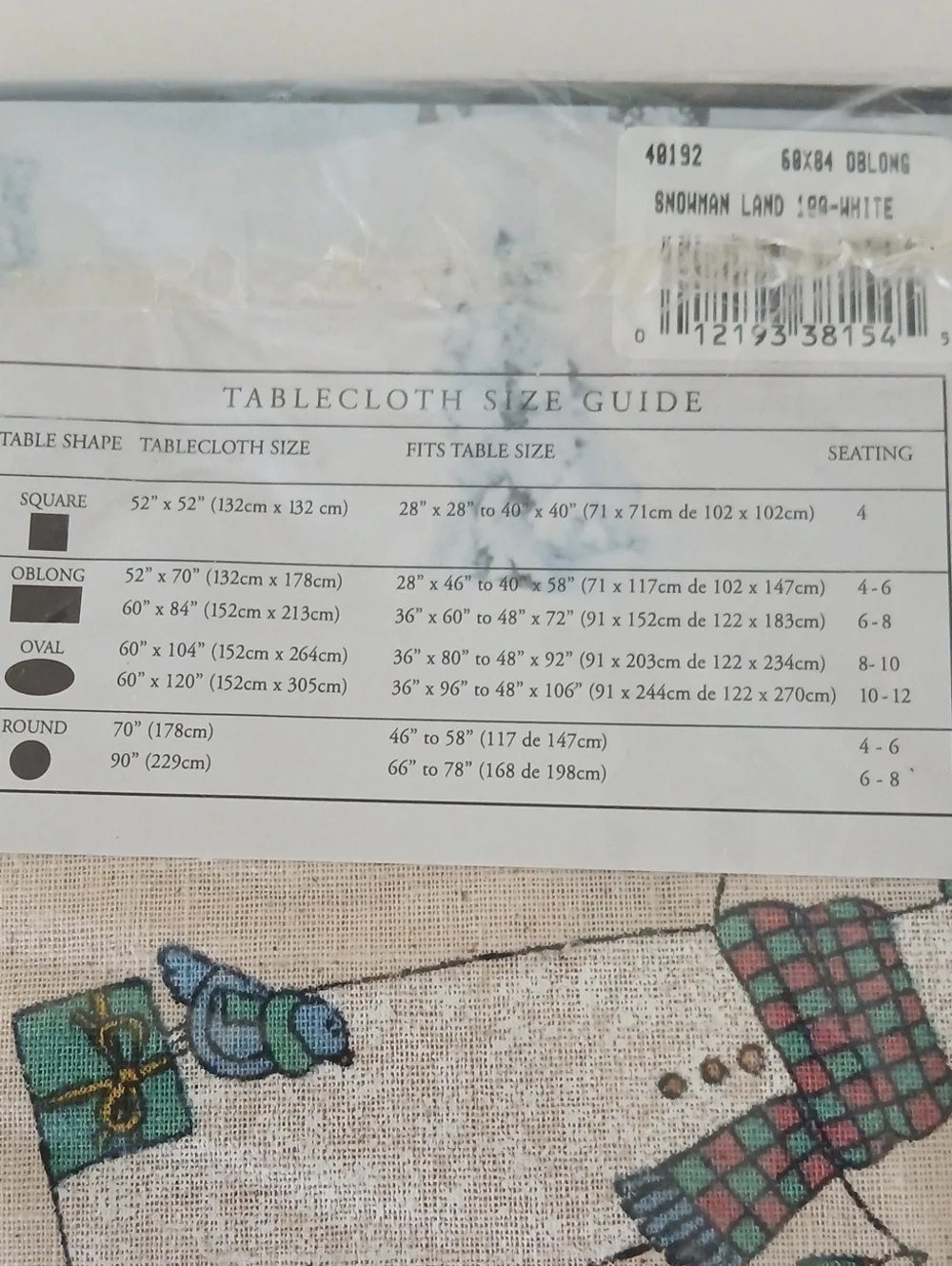 Vintage Holiday SNOWMAN LAND Tablecloth 100% Cotton 60x84